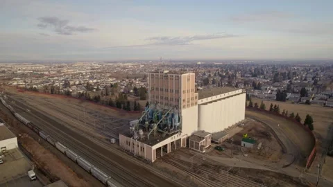 Historic Grain Elevator in Edmonton, AB, captured on April 7th, 2024 Stock Footage 271648860