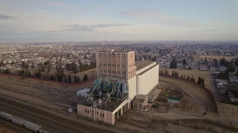 Historic Grain Elevator in Edmonton, AB, captured on April 7th, 2024 Stock Footage 271649242