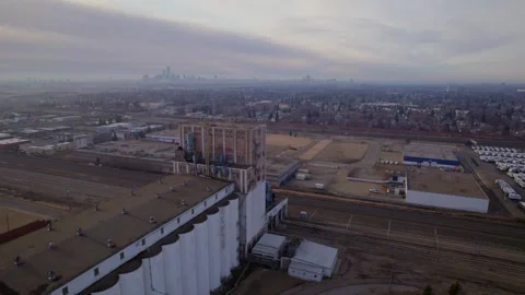 Historic Grain Elevator in Edmonton, AB, captured on April 7th, 2024 Stock Footage 271649250