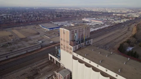 Historic Grain Elevator in Edmonton, AB, captured on April 7th, 2024 Stock Footage 271649438