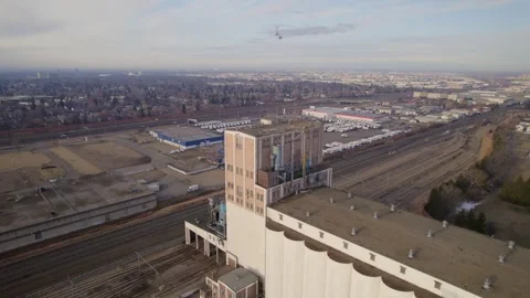 Historic Grain Elevator in Edmonton, AB, captured on April 7th, 2024 Stock Footage 271649446