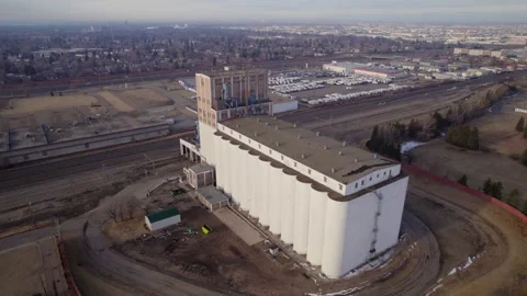 Historic Grain Elevator in Edmonton, AB, captured on April 7th, 2024 Stock Footage 271649460
