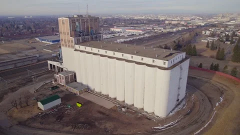 Historic Grain Elevator in Edmonton, AB, captured on April 7th, 2024 Stock Footage 271649727