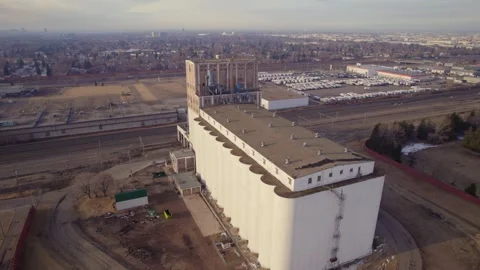 Historic Grain Elevator in Edmonton, AB, captured on April 7th, 2024 Stock Footage 271649781
