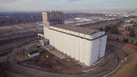 Historic Grain Elevator in Edmonton, AB, captured on April 7th, 2024 Stock Footage 271649809