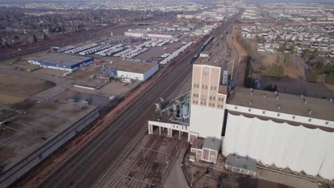 Historic Grain Elevator in Edmonton, AB, captured on April 7th, 2024 Stock Footage 271650041