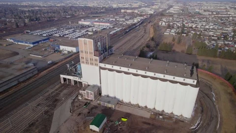 Historic Grain Elevator in Edmonton, AB, captured on April 7th, 2024 Stock Footage 271650124