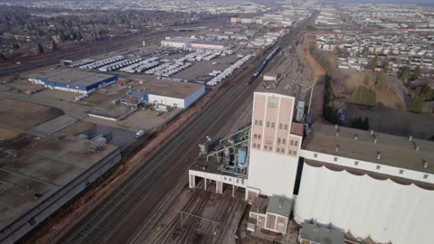 Historic Grain Elevator in Edmonton, AB, captured on April 7th, 2024 Stock Footage 271650127