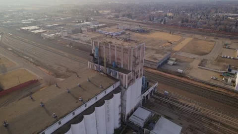 Historic Grain Elevator in Edmonton, AB, captured on April 7th, 2024 Stock Footage 271650299