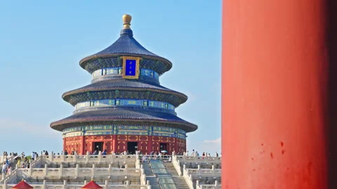 The Historic Hall of Prayer for Good Harvests at Temple of Heaven, Beijing Stock Footage 336500725