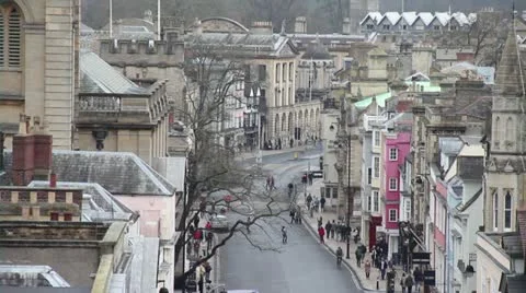 Historic high street. High-angle Stock Footage 20643407