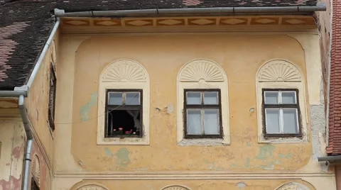 Historic House Open Window Stock Footage 46115344