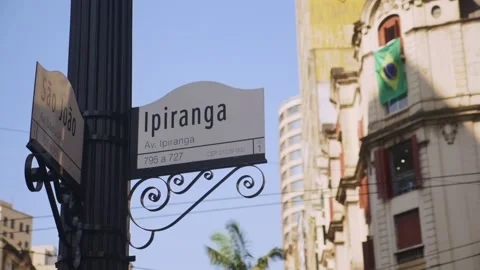 Historic intersection of Avenida São João and Avenida Ipiranga in São Paulo, Bra Stock-Footage 340637959