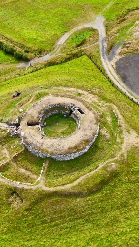 Historic Iron Age Architecture: 4K Drone Footage of Scottish Broch Stock Footage 330675249