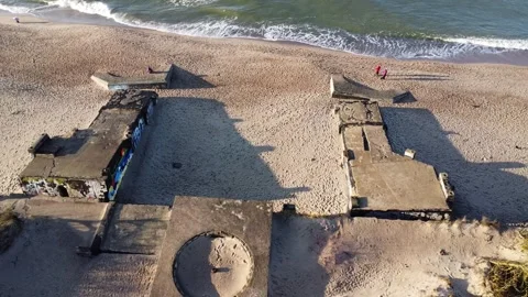 Historic Klaipėda Bunker Surrounded by Rolling Waves Stock Footage 330231962