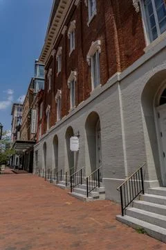 Historic Landmarks: Vertical Low-Angle Exterior View of Ford's Theatre Stock Photos