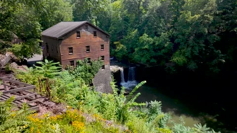 Historic Lanterman's mill located in Mill creek state park in Youngstown, Ohi Stock Footage 282911456