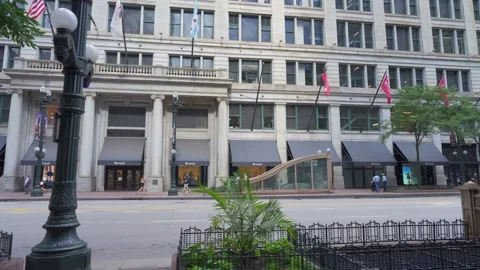 Historic Marshall Field Building With Macys Storefront In Downtown Chicago Stock Footage 336196313