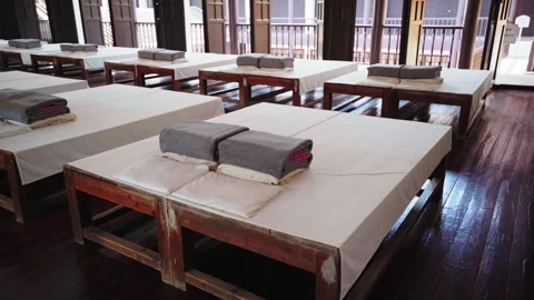 Historic military academy dormitory interior in Guangzhou, interior Video stock 345820184
