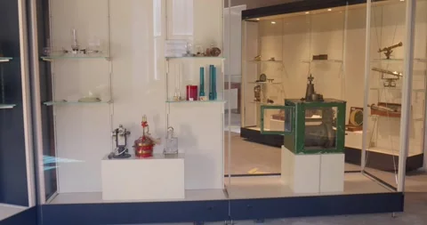 Historic objects and historic artifacts inside the Naval Museum of Imperia Stock Footage 346548011