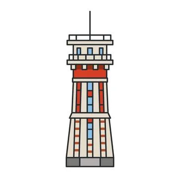 Historic observation tower isolated on white background. Illustration. Arch.. Stock Illustration
