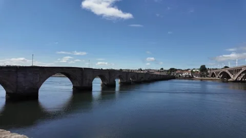 Historic Old Bridge over the River Tweed Video stock 346368680