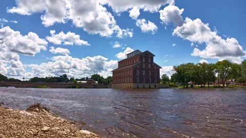 Historic Old Mill 4K Timelapse with Dramatic Clouds Stock Footage 315478408