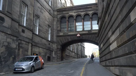 Historic Old Skybridge Connecting Two British Buildings Stock Footage 119106863
