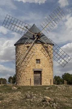 Historic old stone windmill. Stock-Fotos