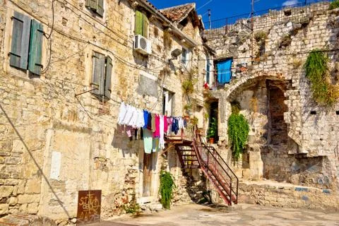 Historic old streets of Split center Stock Photos