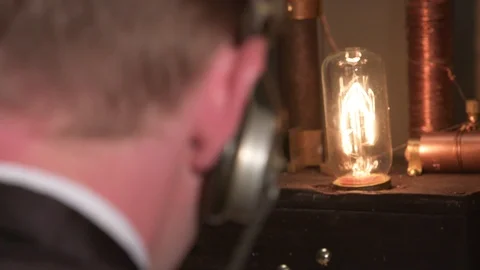 Historic Old Telegraph Technology Operator - Morse Code Stock Footage 92444349