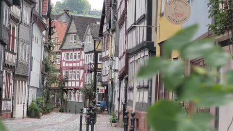 Historic Old Town with Half Timbered Houses in Marburg, Germany Video stock 344794683