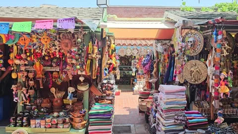 Historic Olvera Street Landmark Tourism DTLA Downtown Los Angeles California USA Stock Footage 241702453