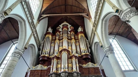 Historic organ in Oude Kerk in Amsterdam Stock Footage 334209953