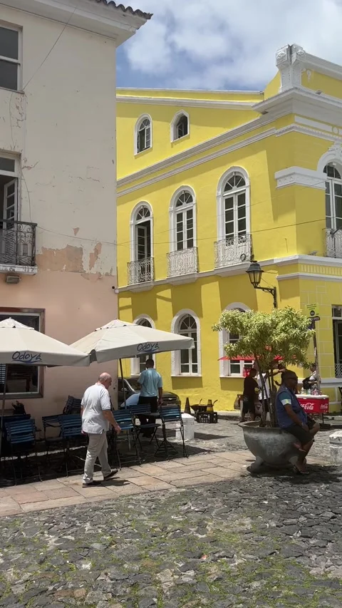 Historic Pelourinho Square View with Colonial Buildings in Salvador Brazil Vídeo Stock 343779875
