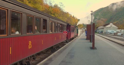 Historic Pignes Steam Train in Annot, South of France Stock Footage 333031221