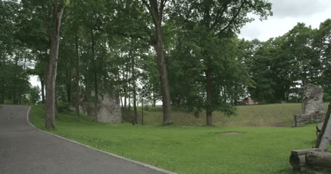 The historic place where old castle remains is located in estonia fs700 4k ra Stock Footage