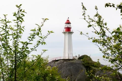 Historic Point Atkinson Lighthouse on the Salish Sea Fotos Stock