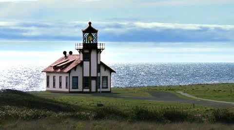 Historic Point Cabrillo Lighthouse in Daylight Stock Footage 11630184