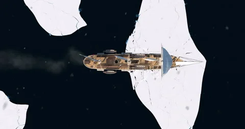 Historic polar exploration ship interpretation of Endurance 3D render Stock Footage 328034403