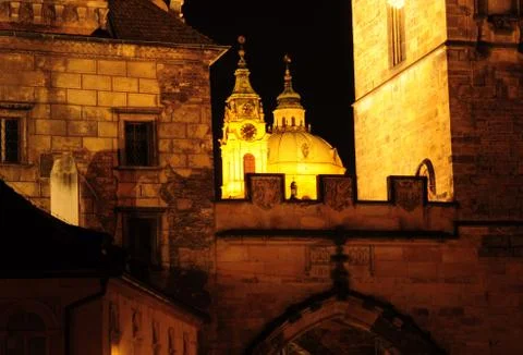 Historic Prague at night. Stock Photos