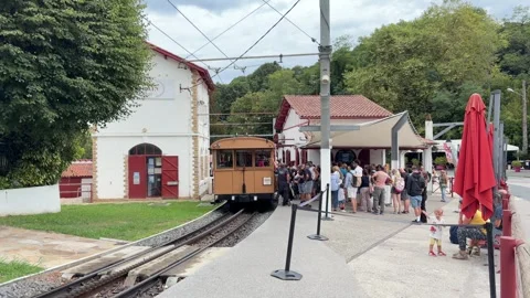 Historic rack railway train and mountain views in France. Stock Footage 345091077