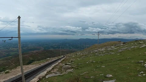 Historic rack railway train and mountain views in France. Stock Footage 345091079