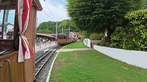 Historic rack railway train and mountain views in France. Stock Footage 345091114