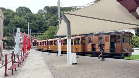 Historic rack railway train and mountain views in France. Stock Footage 345091129