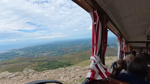 Historic rack railway train and mountain views in France. Stock Footage 345091307