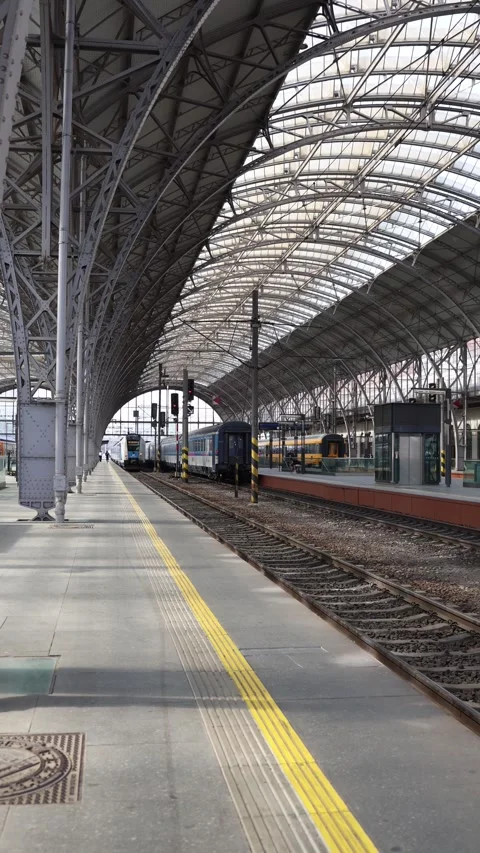 Historic railway station platform Stock Footage 334707193