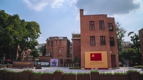 Historic red brick memorial architecture in Guangzhou, China, timelapse Stock-Footage 345818066