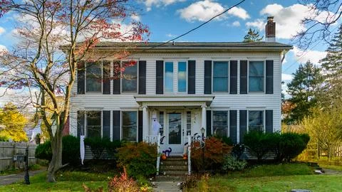 A historic residence with distinctive architectural elements. Foto stock