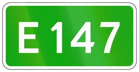 Historic road sign from the Soviet Union - European road number E 147 Stock Illustration
